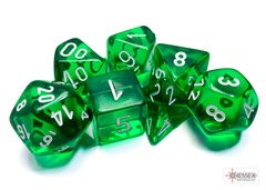Translucent Green/white Polyhedral 7-Dice Set - CHX23075